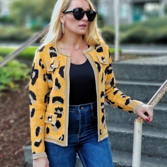 MODA ME COUTURE Sweaters - LAST CHANCE! Leopard Print Cardigan Blazer